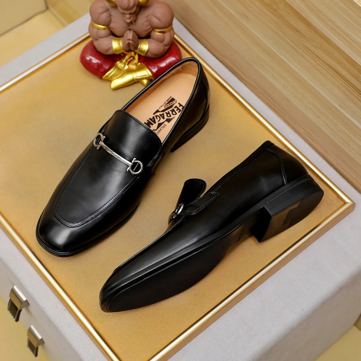 Men's Men's Shoes 260 Ferragamo [Ferragamo] top imported suit men's shoes 💯Original copy of the official website, product materials: selected imported embossed calfskin + luxury hardware buckle accessories ~ imported water-dyed cow 🐂 leather lining. Strong three-dimensional visual effect, original combination outsole, multiple colors available😘 Size: 38-45